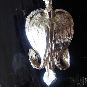 Bleeding Heart Flower Necklace -- Nature Cast Botanical Jewelry