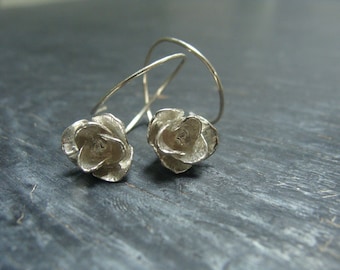 Succulent Hoop Earrings -- Nature Cast Botanical Jewelry -- Silver Succulents -- Ready to Ship