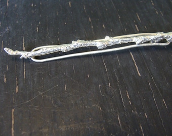 On Sale -- Sterling Silver Branch Hairclip -- Nature Cast Botanical Jewelry -- Ready to Ship