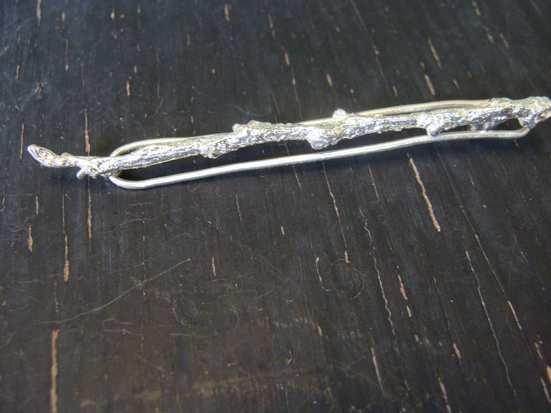 On Sale Sterling Silver Branch Hairclip Nature Cast Botanical Jewelry Ready to Ship image 1