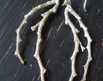 Sitafal Branches on Handmade French Wires  Branch Earrings Botanical Jewelry