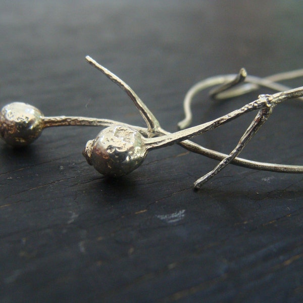 Wild Rose Hip Hoops Sterling Silver