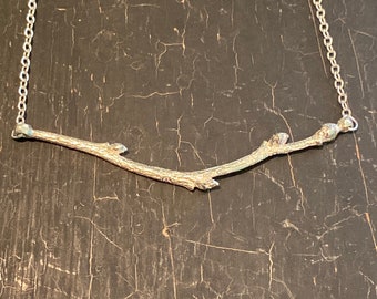 Garden Blueberry Branch Necklace -- Nature Cast Botanical Jewelry -- Ready to Ship