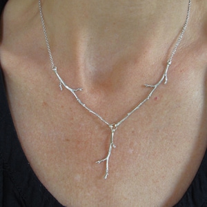 3 Branches Necklace Nature Cast Branches Botanical Jewelry On Sale image 1