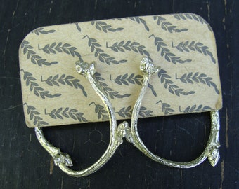 Curved Blueberry Branches Posts, Nature Cast Botanical Earrings, Ready to Ship