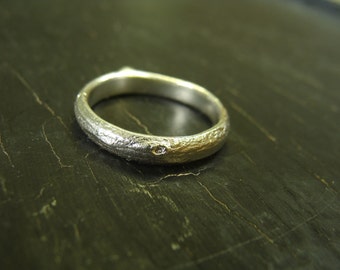 Oak Branch Band -- Sterling Silver Nature Cast Ring -- Botanical Jewelry