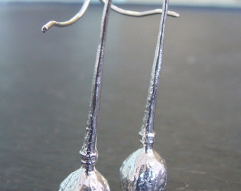Poppy Pod Drop Earrings -- Botanical Jewelry -- Nature Cast -- Ready to Ship