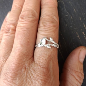 Wild Blueberry Branch Ring with Blueberry Bud Ring -- Twig Engagement Ring