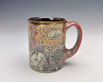 Handmade Coffee Mug with Dotted Pattern Medley made by Samantha Henneke of Bulldog Pottery