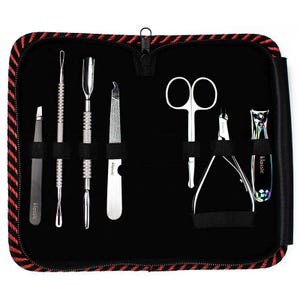 Professional 7-Piece Manicure & Pedicure Kit – Nail Care Tools Set with Leather Case | Cuticle Pusher, Clippers, Tweezers, Scissors