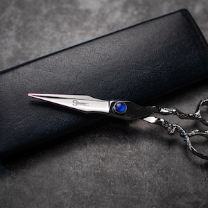 Japanese 440C Steel Barber Scissors with Leather Pouch