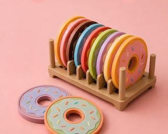 Donut Coaster STL 3MF File, Donut Coaster Holder Set 3D Print Files