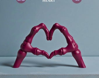Skeleton Hands Heart 3D Model STL File, Valentines Day Gothic Decor