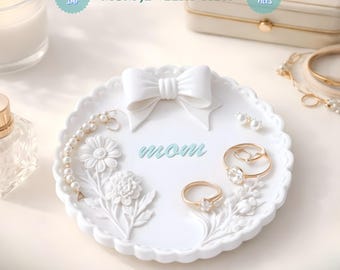 Mom Jewelry Tray STL File, Floral Ring Dish, Bow Trinket Tray, 3D Printable Mother’s Day Gift
