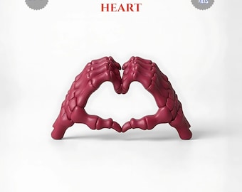 Skeleton Hands Heart 3D STL File, Halloween Gothic Decor