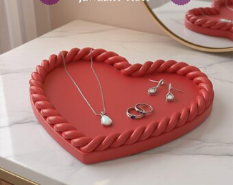 Knitted Heart Jewelry Tray STL File - Heart Trinket Dish 3D Model - Valentine's Day Gift Idea