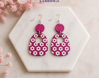 Floral Daisy Earrings STL MF Files, 3D Printable Boho Dangle Earrings