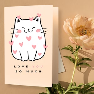 Liebeskarte, Blanko-Kitty-Karte, Grußkarte, Karte mit Liebe, ich liebe dich Karte, Karte mit Kätzchen