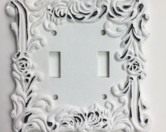Cubierta para interruptor de luz - Placa blanca para interruptor de luz, cubierta para tomacorriente, estilo rústico, estilo shabby chic