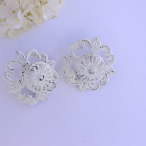 Ornate White Drawer Knobs Cast Iron Painted Cabinet Pull Dresser Knob Furniture Knob Cottage Style