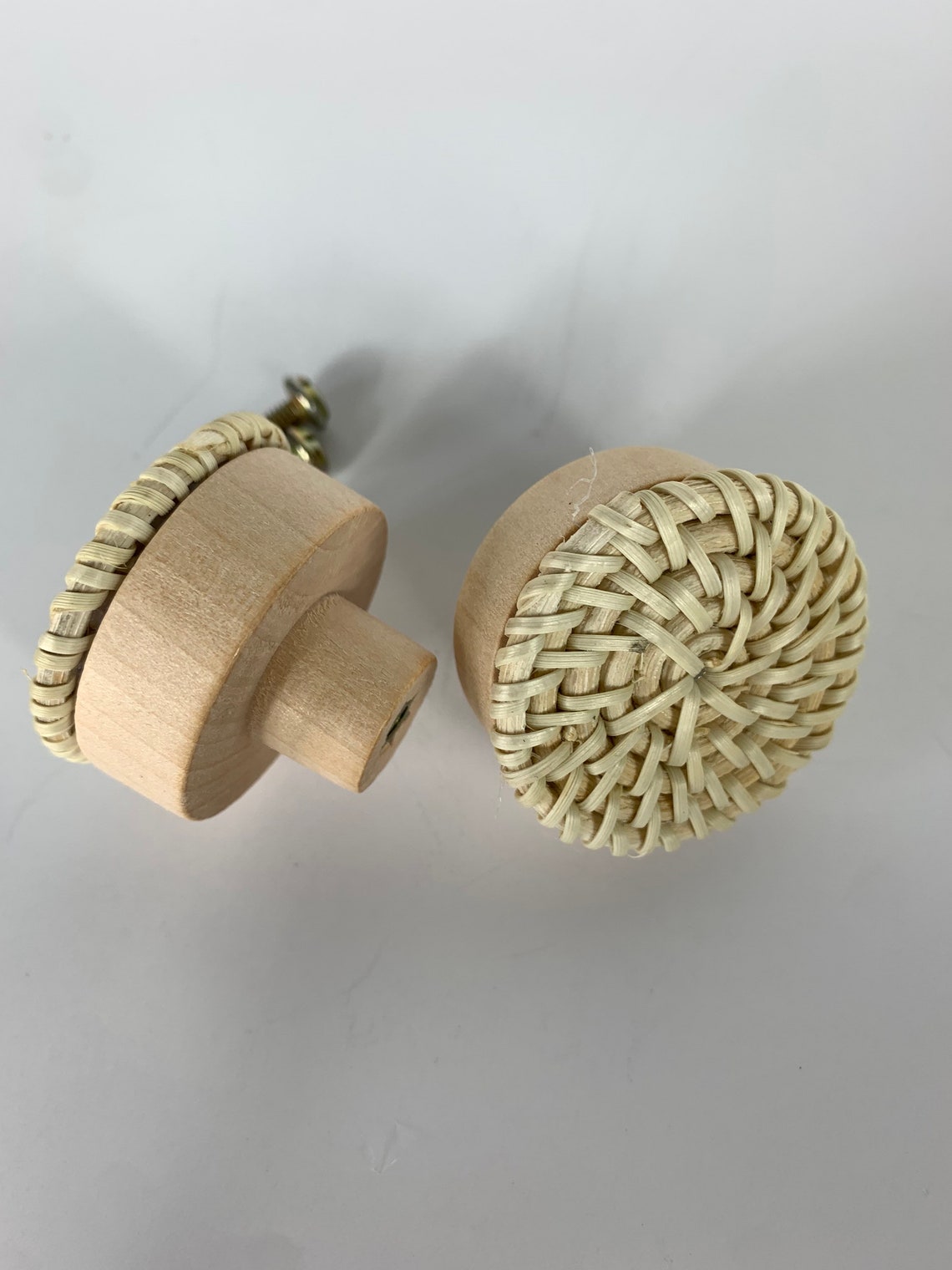 Rattan Boho Drawer Knob White Rattan Modern Drawer Knobs Etsy