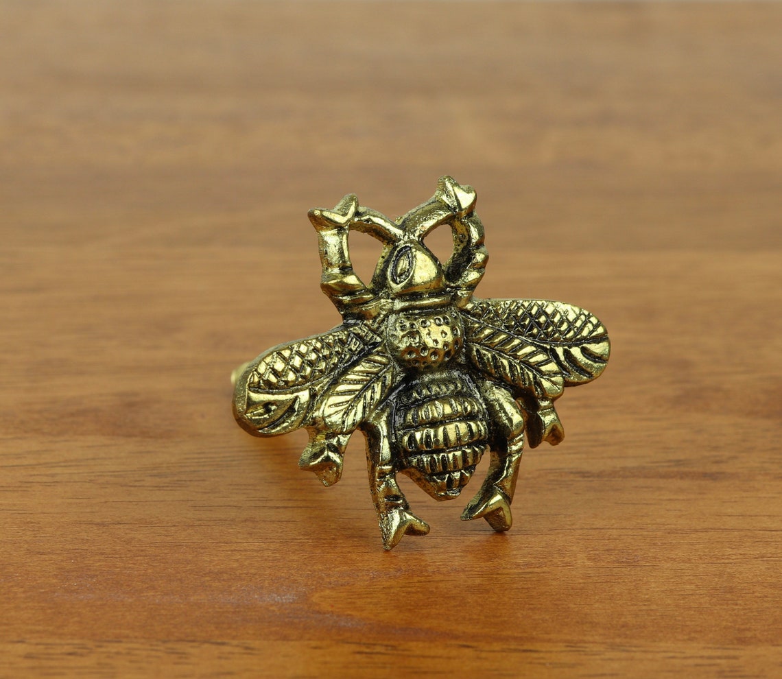Antique Gold Bumble Bee Drawer Knobs Metal Bee Etsy
