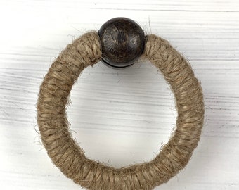Jute Wrapped Metal Ring Drawer Pulls, Furniture Pulls, Drawer Knobs, Cabinet Pulls, Farmhouse, Beach, Pulls, Knobs