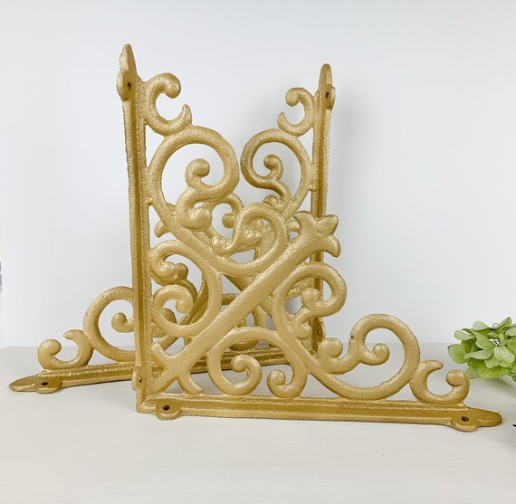 Ornate Shelf Brackets Gold Gold Shelf Brackets Shabby Chic Etsy