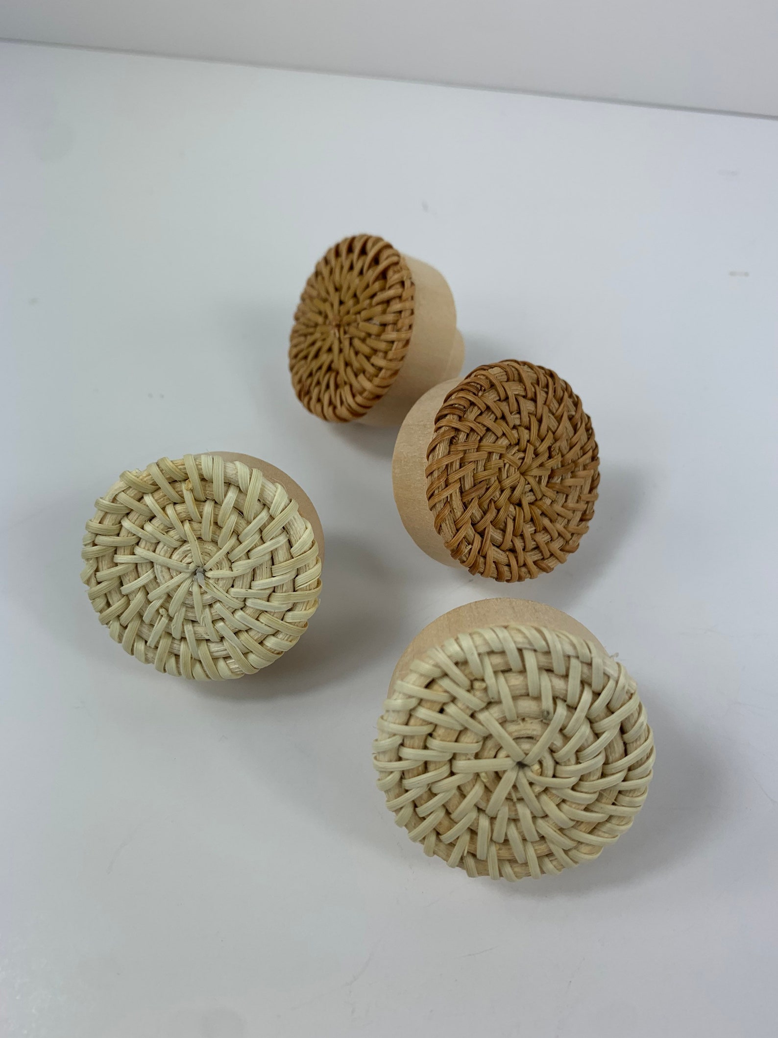Rattan Boho Drawer Knob White Rattan Modern Drawer Knobs Etsy