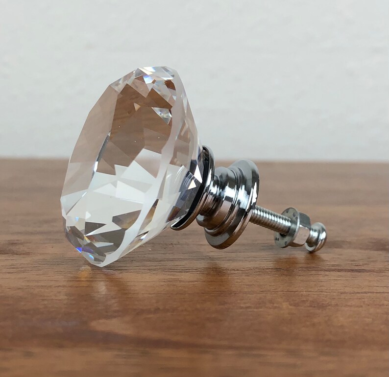 Perillas de cajón de vidrio transparente con base de cromo | Etsy