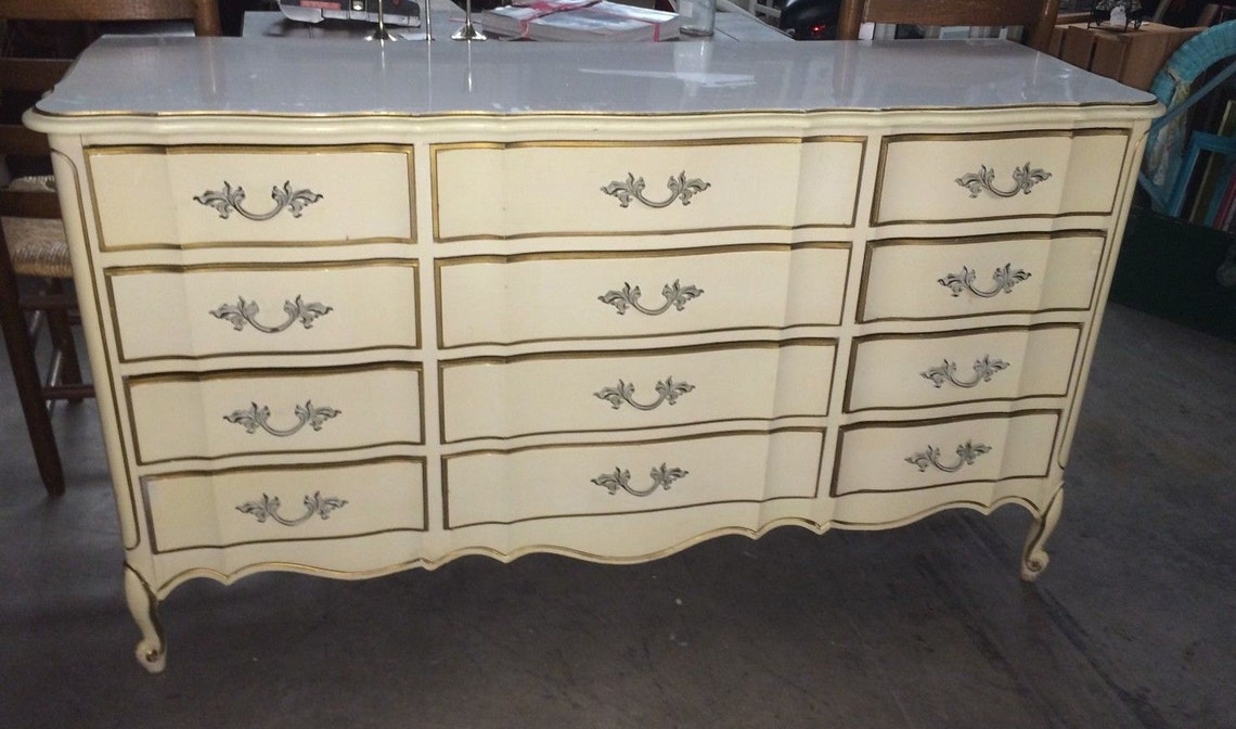 Dixie French Provincial 12 Drawer Dresser Vintage Etsy
