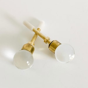 Glass Gold Drawer Knobs - Petite Glass Cabinet Knobs, Modern Drawer Knobs, Round Glass Drawer Knobs, Knobs and Pulls