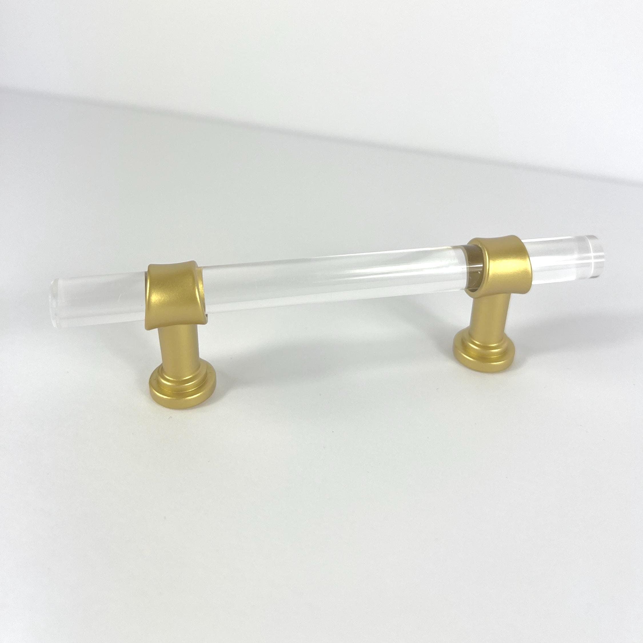Acrylic Cabinet Pulls With Gold - Etsy