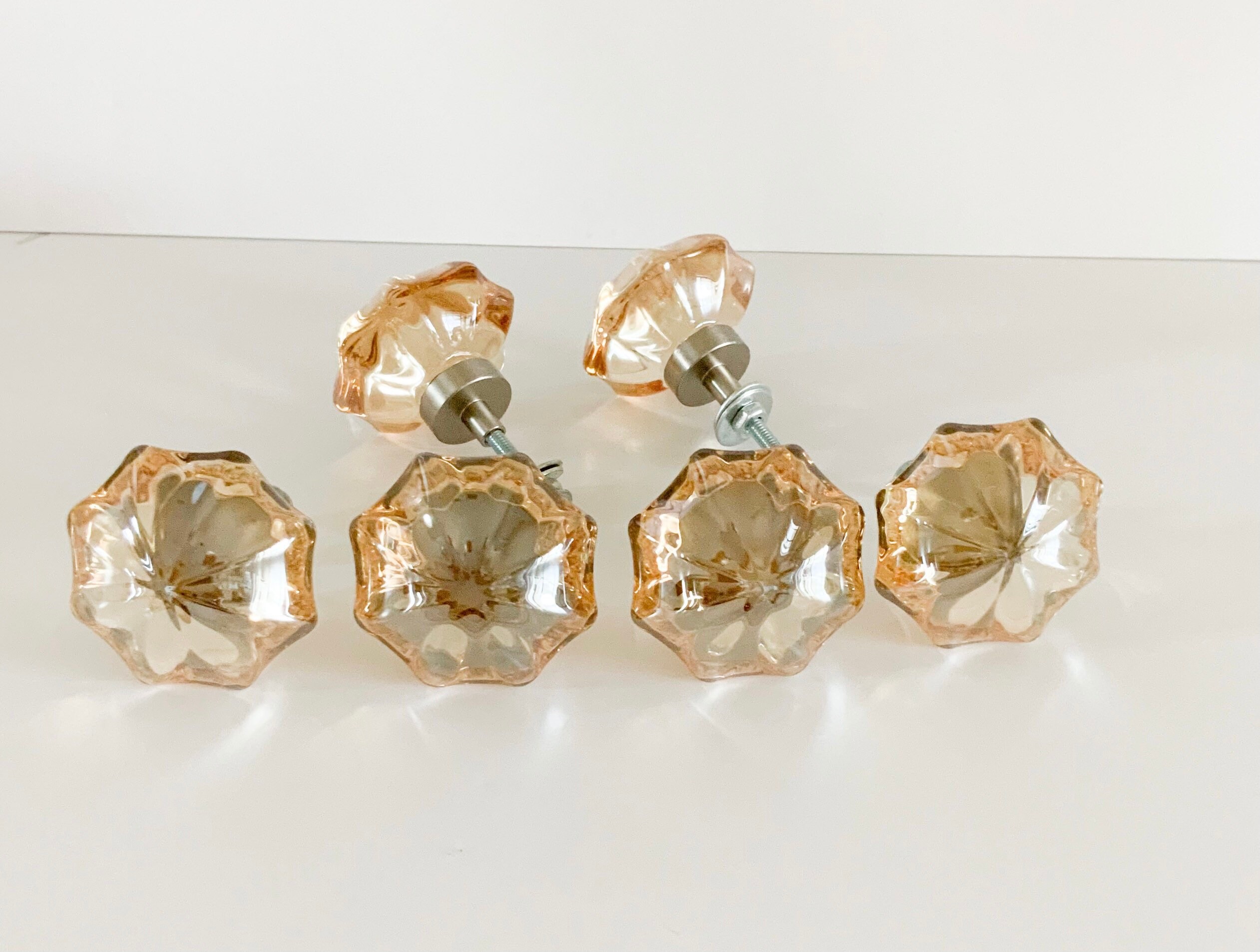 Set of 6 Flower Drawers Knobs Large Flower Knob Pink Etsy