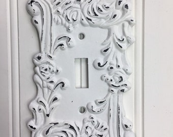 Light Switch Cover White - Single Light Switch Cover, Light Switch Plates, Cottage, Shabby Chic