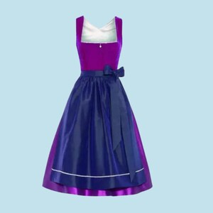 Vorstelijke paarse fluwelen dirndl-jurk - Royal Beierse jurk met korset en blouse | Gratis verzending | Oktoberfest bruiloft maxi jurk