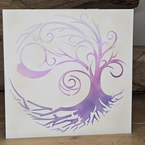 Purple tree of life greetings card with book mark and charm