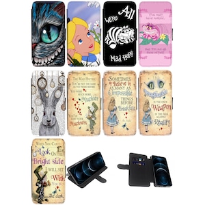 Funda con tapa para Samsung Galaxy S8, S9, S10, S20, S21, S22, S23, S24, S25 (S1), con el Sombrerero Loco de Alicia en el País de las Maravillas