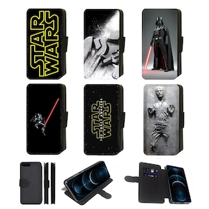 Funda de teléfono con tapa de Darth Vader, Storm Trooper, Han Solo y Star Wars, regalo para Google Pixel 7, 7A, 7 Pro, 8, 8A, 9, 9A Pro XL de piel sintética (S1)