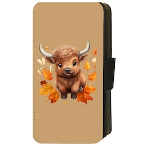 Bébé bison mignon vache bovin étui pour téléphone à rabat cadeau pour Apple iPhone 4 5 6 7 8 9 11 12 13 14 15 16 X XR XS Mini Pro Max similicuir