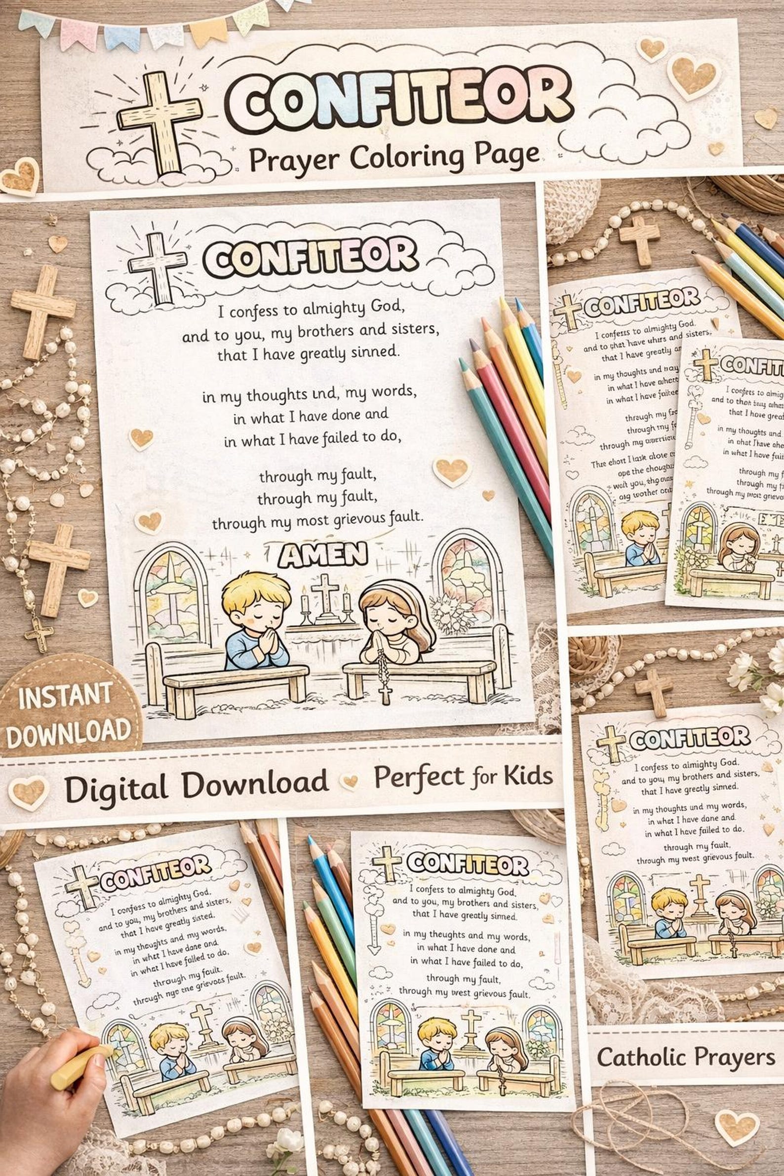 Confiteor Prayer First Confession First Holy Communion Activity ...