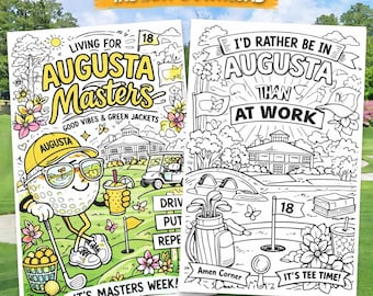 Augusta Masters Golf Coloring Pages Bundle, Golf Gift (Instant Download)