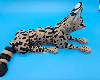 Flexi Serval – Articulated 3D Printed Wild Cat | Flexible Fidget Animal | African Savannah Cat Collectible
