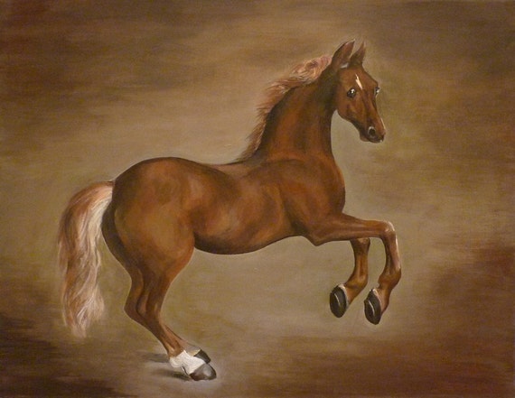 Graceful Brown Horse Acrylic Painting On Canvas 18x14in Etsy