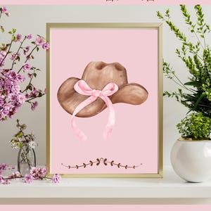 Pink Cowgirl Wall Art Poster - Teenage Cowgirl Digital Download - Nursery Girls Room Decor