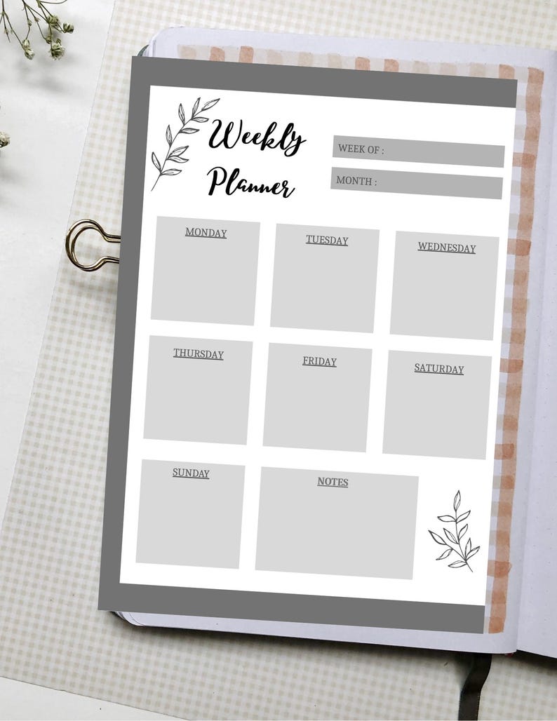 Weekley Planner Cursive Printable Weekly Planner Template, Minimalist A4 (PDF Pattern) - Etsy