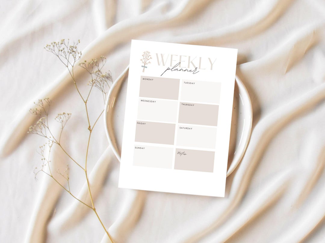 Elegant Weekly Planner Printable – Minimalist To-do List (digital ...