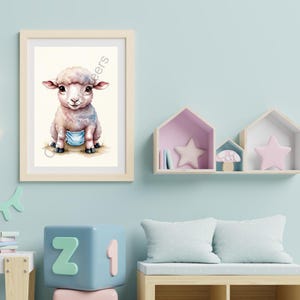 Printable Whimsical Baby Sheep Wall Art, Nursery Décor, Digital Download, Digital Art, Digital Wall Art, Poster, Digital Print