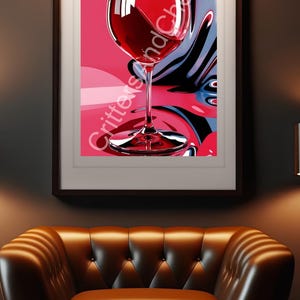 Colorful Glass of Red Wine Wall Art - Printable Wall Decor, Digital Download, Digital Art, Digital Wall Art, Poster, Digital Print