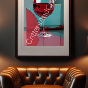 Colorful Glass of Red Wine Wall Art - Printable Wall Decor, Digital Download, Digital Art, Digital Wall Art, Poster, Digital Print
